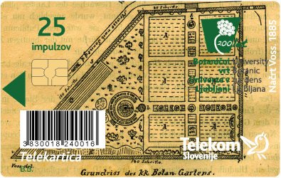  TELEKARTICA 200 LET – BOTANIČNI VRT V LJUBLJANI 1810 - 2010, načrt Voss. 1885