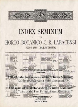 INDEX SEMINUM 2008, 120 years, Seed Harvesting, Index Seminum